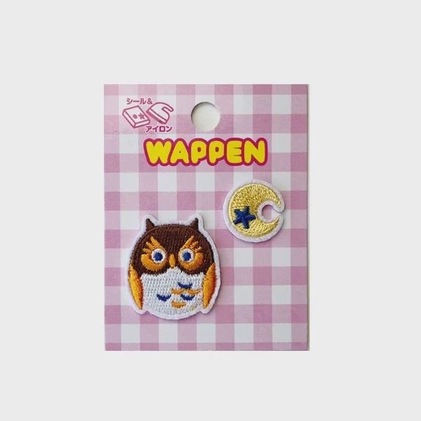 Mini Kawaii Owl and Moon Applique Patch