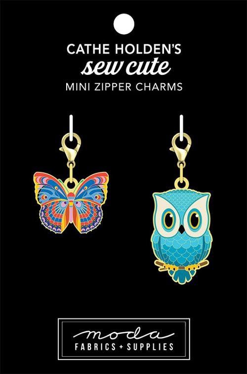 Owl &amp; Butterfly Mini Zipper Charms Moda