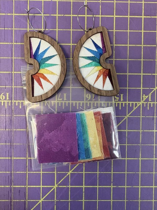 Patchwork Earring Fabric Kit Moon Walnut
