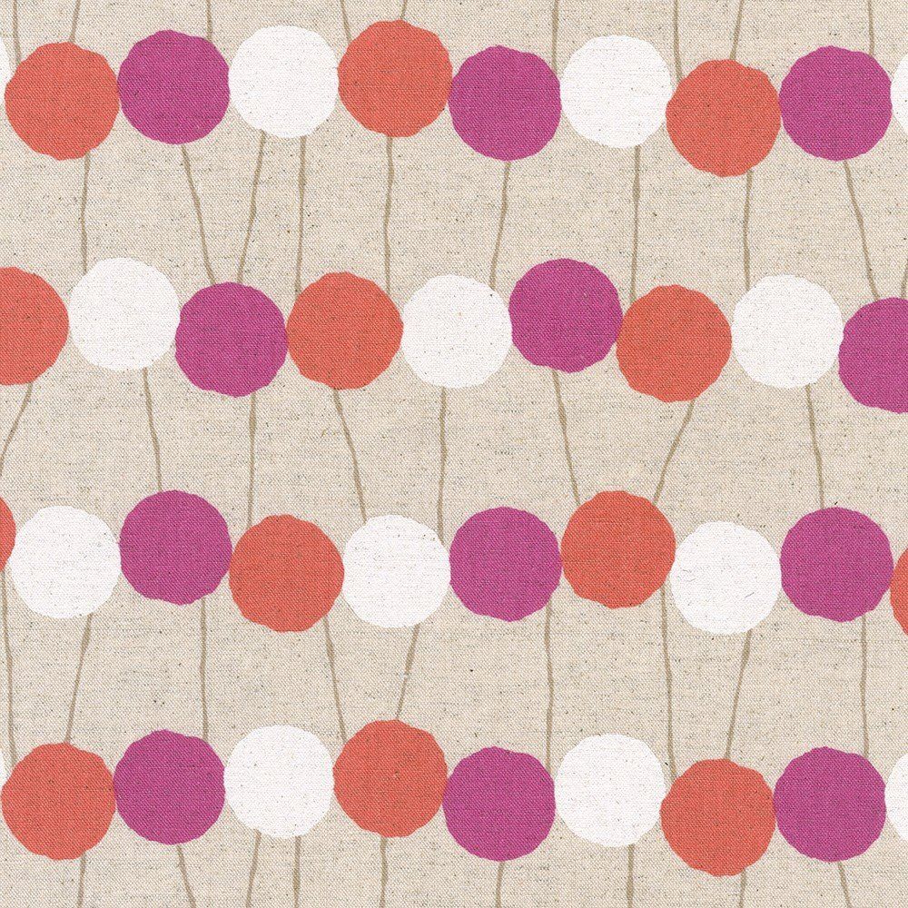 Pink Circles Cotton Flax Print Sevenberry