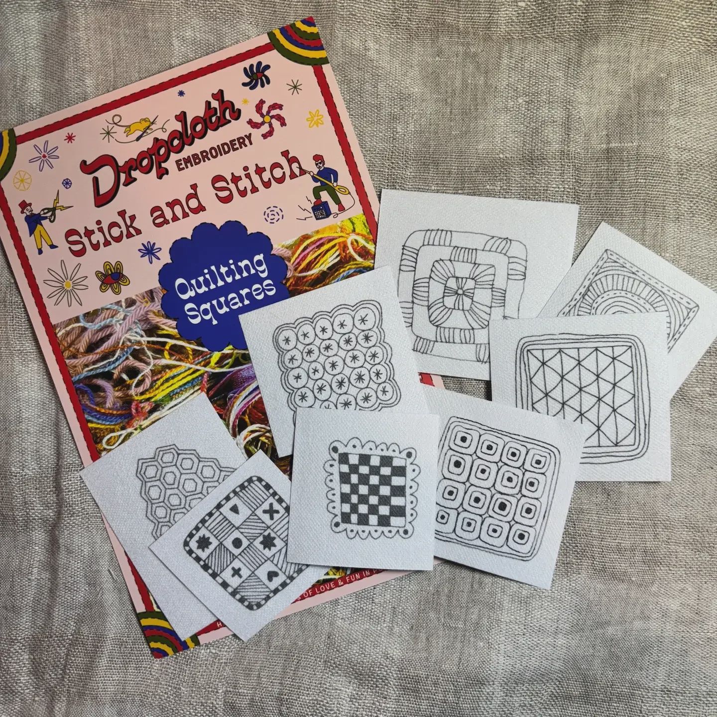 Quilt Squares Stitch and Stitch Embroidery Set Dropcloth Samplers