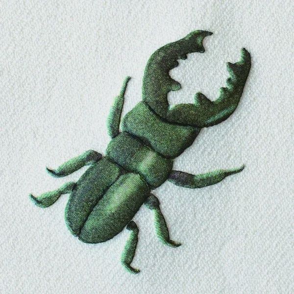 Reared Stag Beetle #3 Puffy Iron On Patch 2 pack Japanese Import