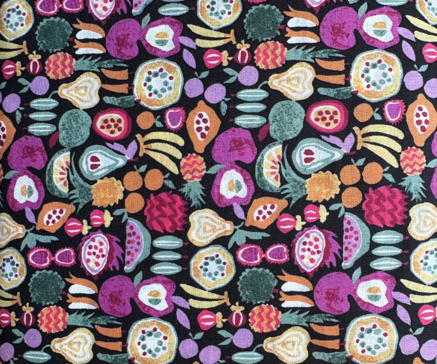 Mini Fruits Print Black Multi Cotton Lawn Hokkoh