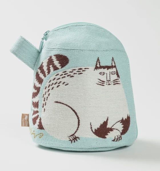 morita MiW Japanese Cotton Jacquard zipper pouch Cat