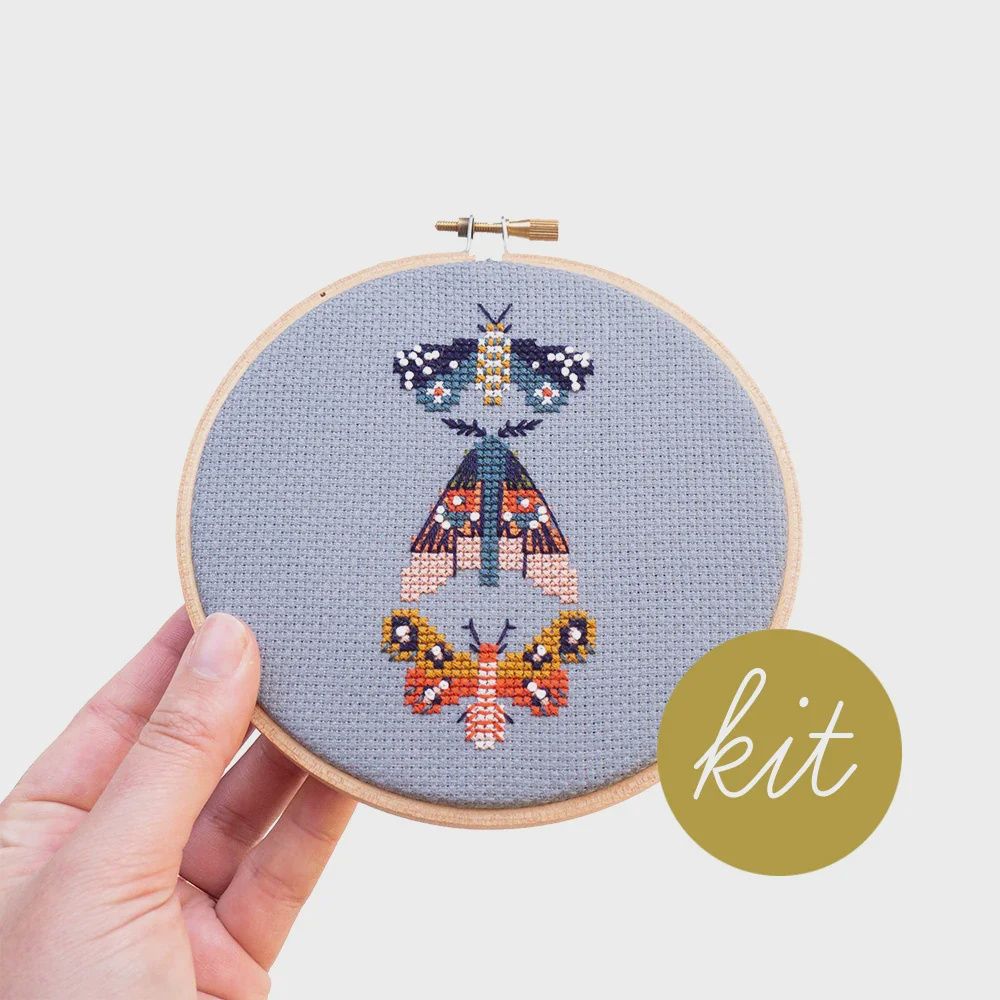 Moths Cross Stitch Kit Junebug and Darlin