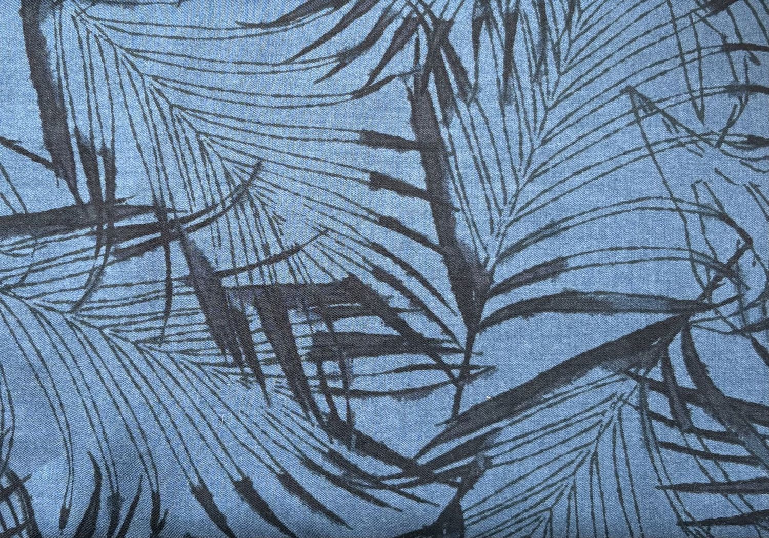 Palm Leaves Sketch Print Navy 100% Rayon Hokkoh