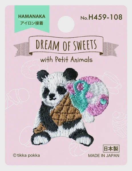 Panda &amp; Ice Cream Cone Embroidered Patch Japanese Import
