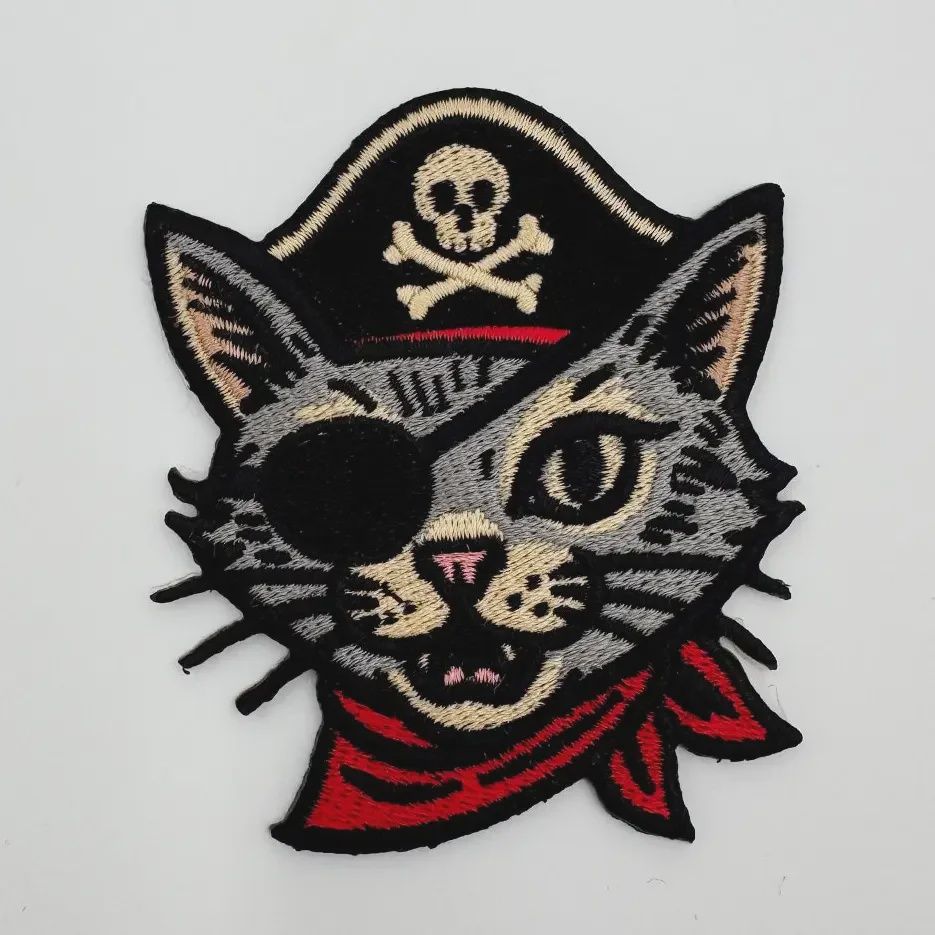Pirate Cat Embroidered Patch Shady Front