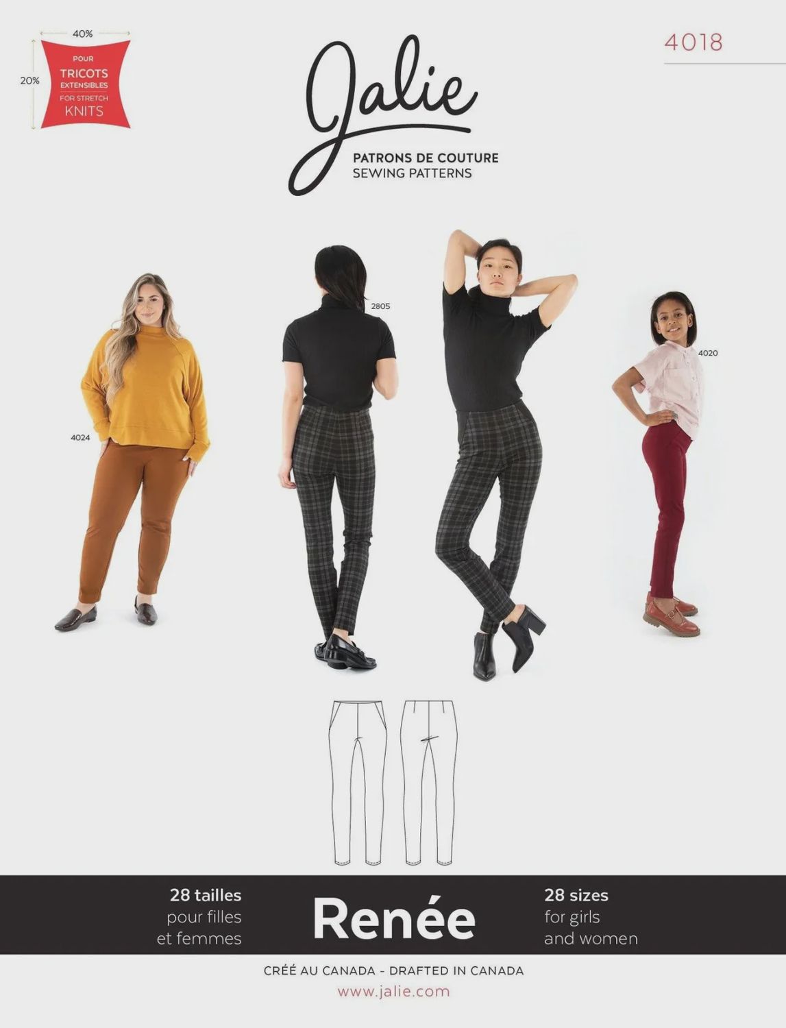 Renee Ponte Pants Pattern 28 Sizes Jalie Patterns