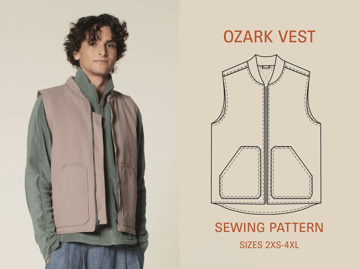 Ozark Vest Men's Pattern Wardrobe by Me