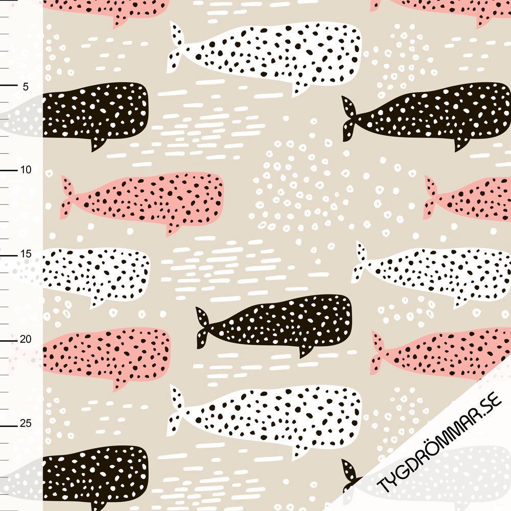 Peach Whales Knit Tygdrommar Swedish Import