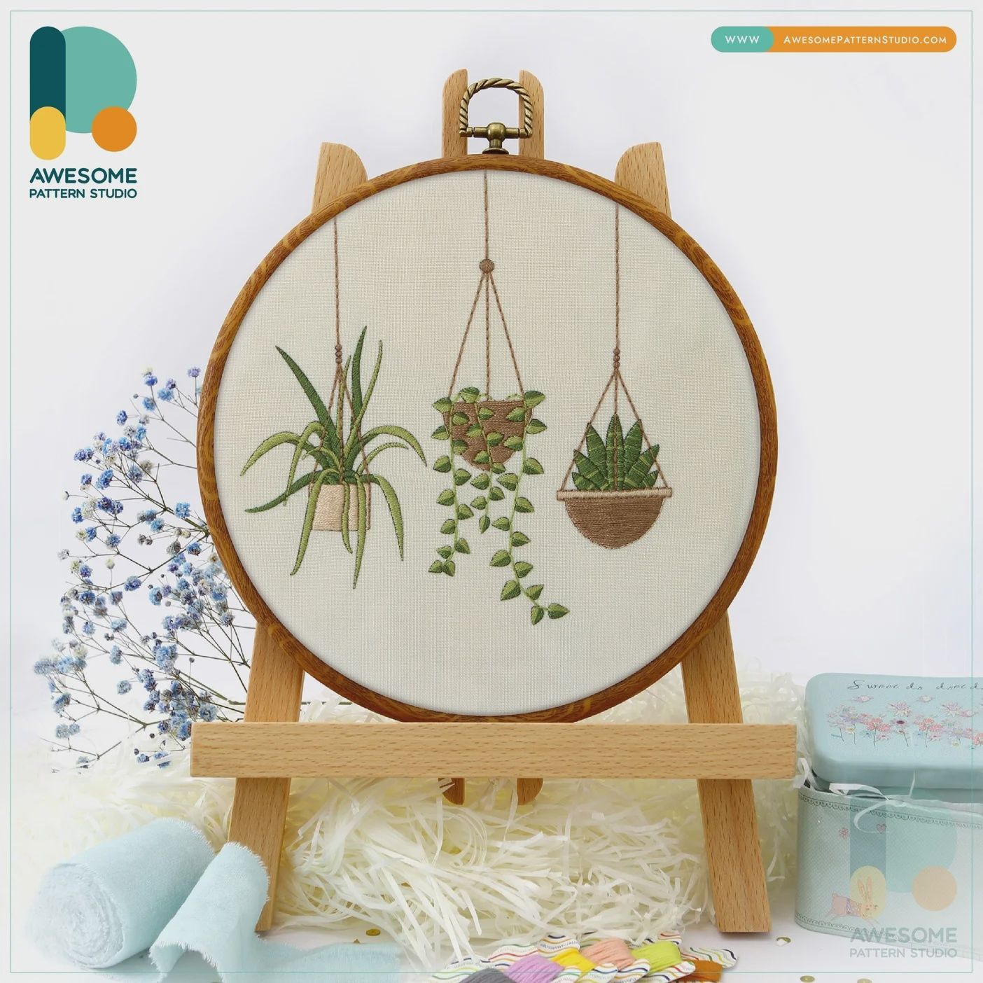 Plants Embroidery Kit Awesome Pattern Studio