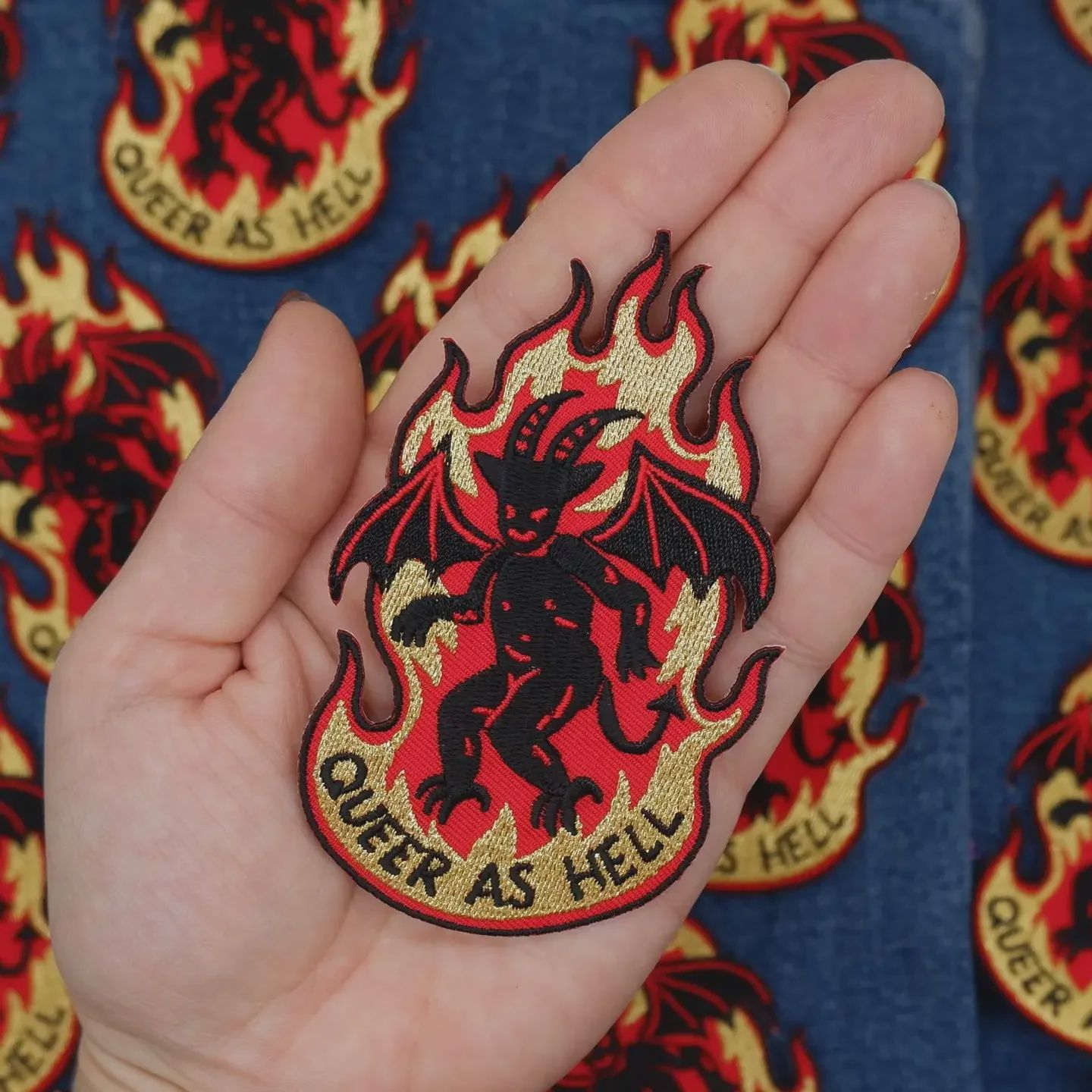 Queer As Hell Embroidered Patch Cat Coven