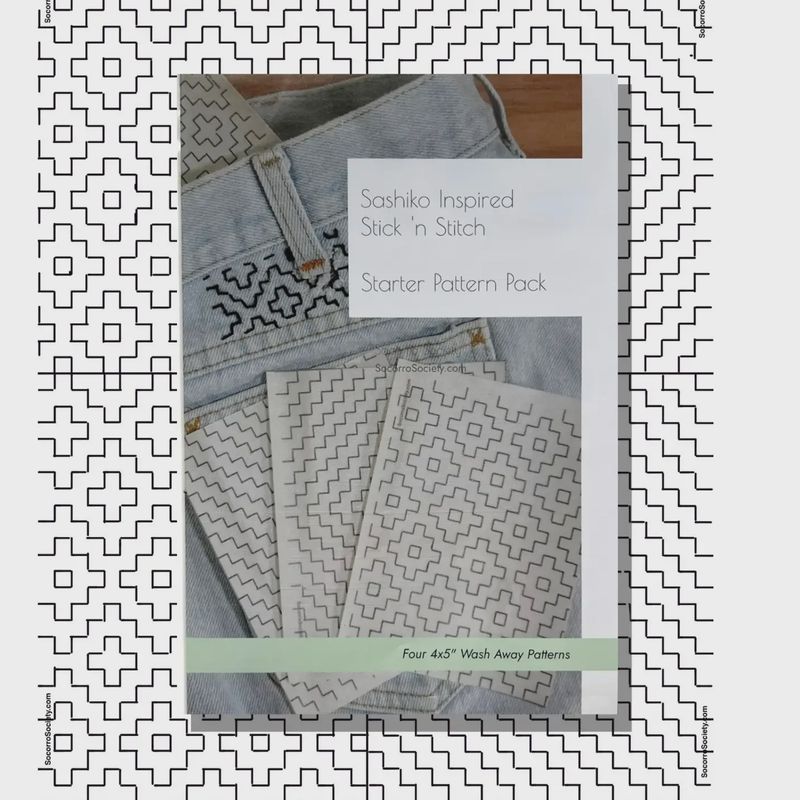 Starter Pattern Pack, Sashiko Inspired Mending Stick and Stitch Pattern Pack