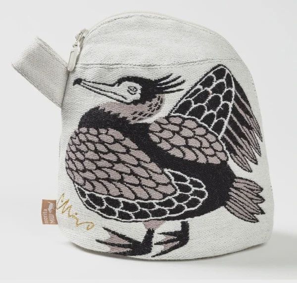 morita MiW Japanese Cotton Jacquard zipper pouch Heron
