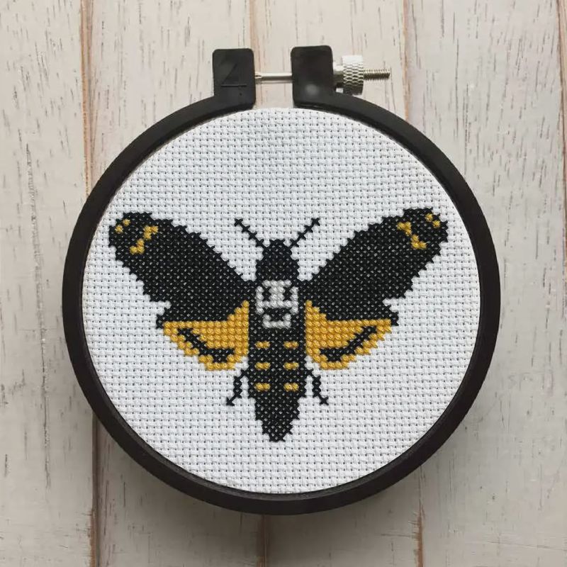 Moth Counted Cross Stitch Kit Spot Colors
