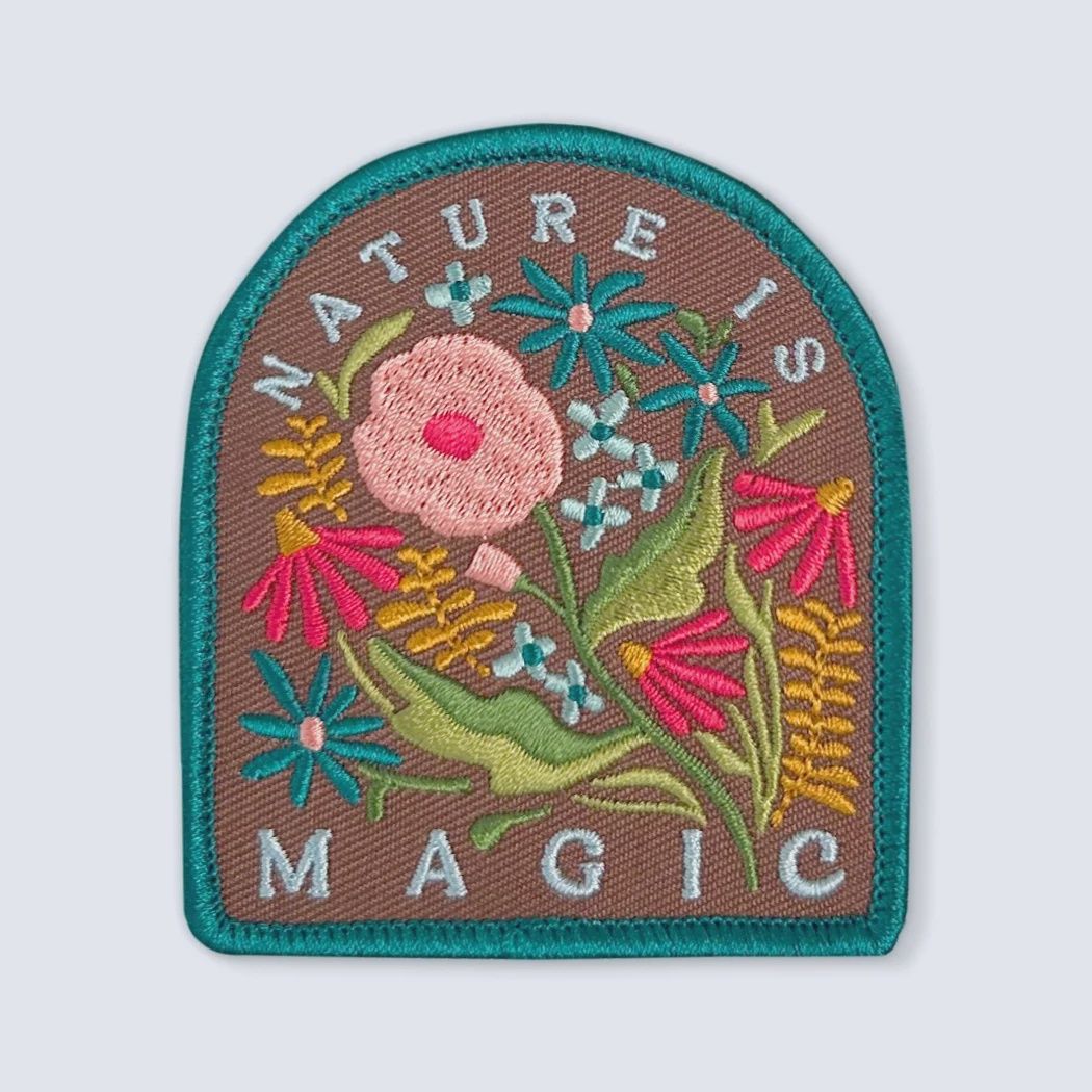Nature Is Magic Floral Sew On Embroidered Patch Bough &amp; Antler Northwest Goods