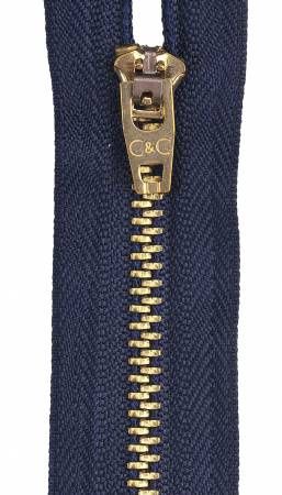 Navy Packaged Metal Jeans Zipper 7in