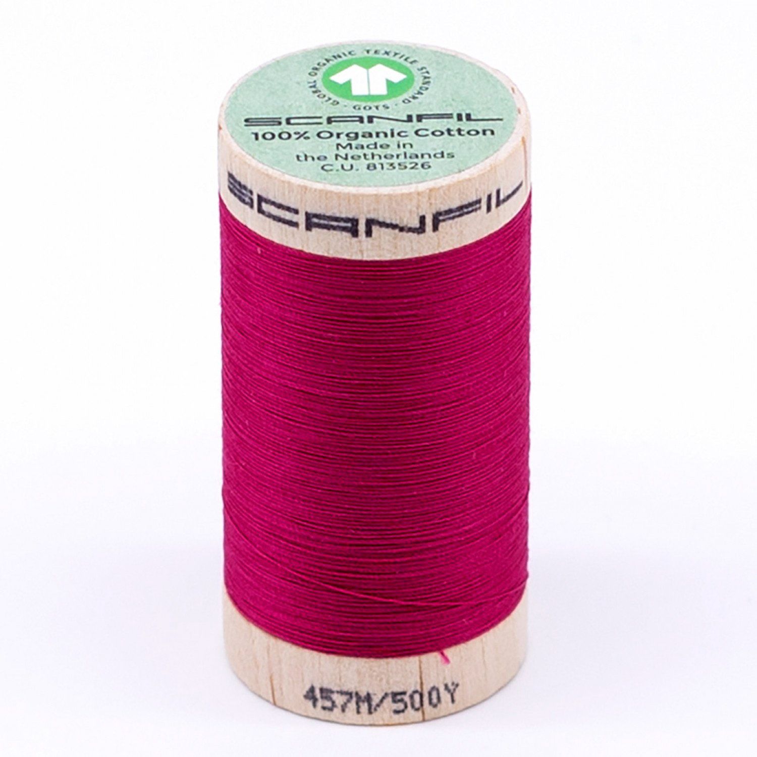 Organic Cotton Thread 50wt Solid 500yd Love Potion Scanfil