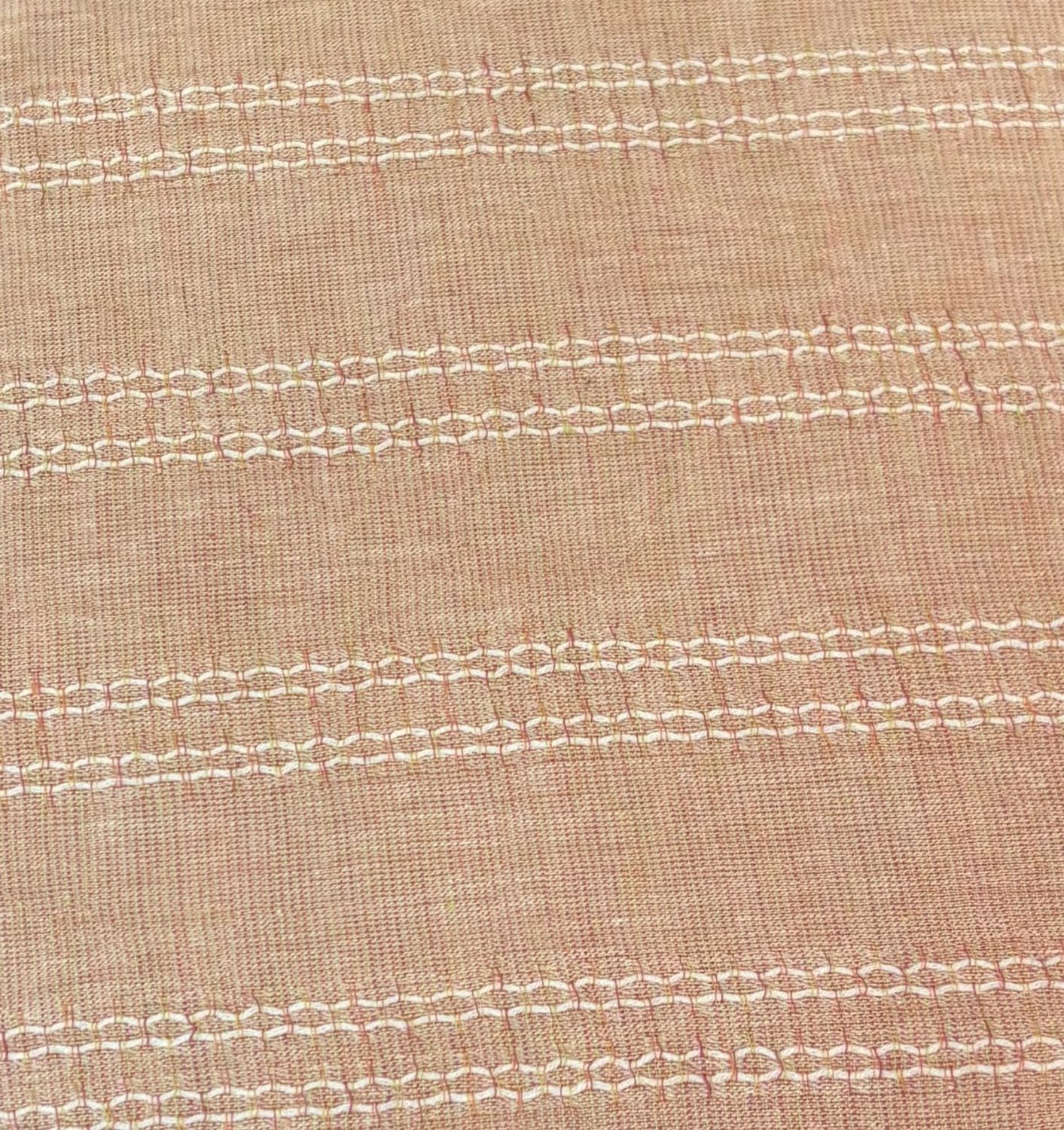 Peach and White Dobby Yarn Dyed Cotton Linen Asaki Japanese Import