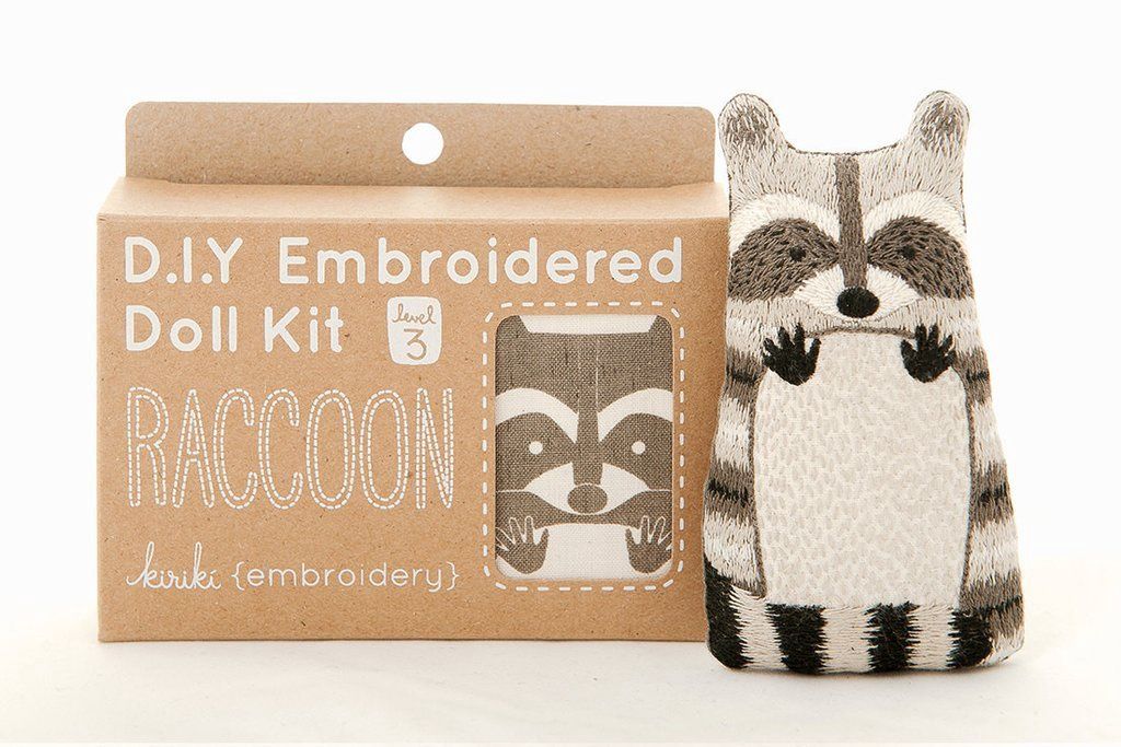 Raccoon Embroidery Doll-Maker Kit - Kiriki Press