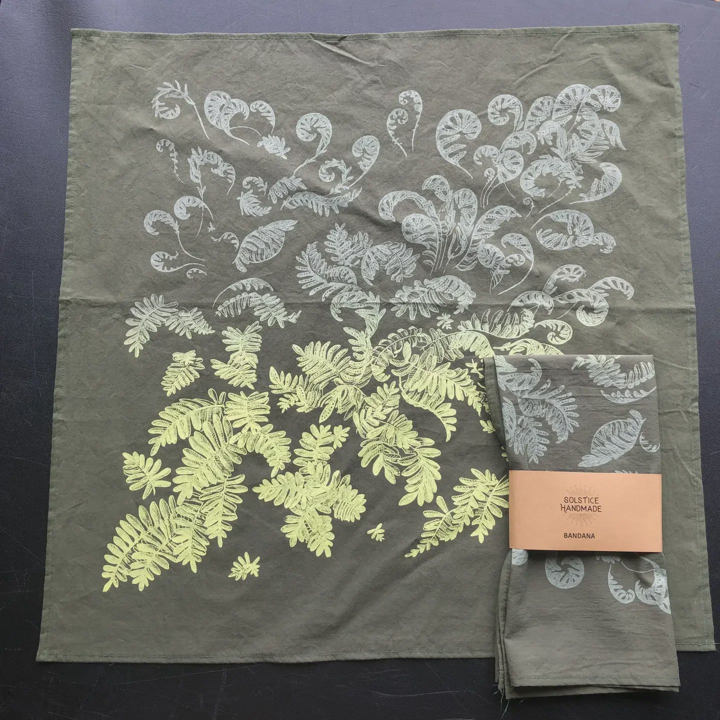 Resurrection Fern Bandana in Olive Solstice Handmade