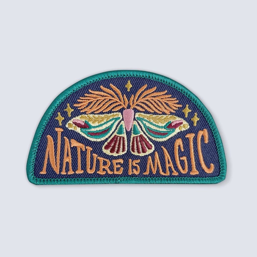 Nature Is Magic Moth Sew On Embroidered Patch Bough &amp; Antler Northwest Goods
