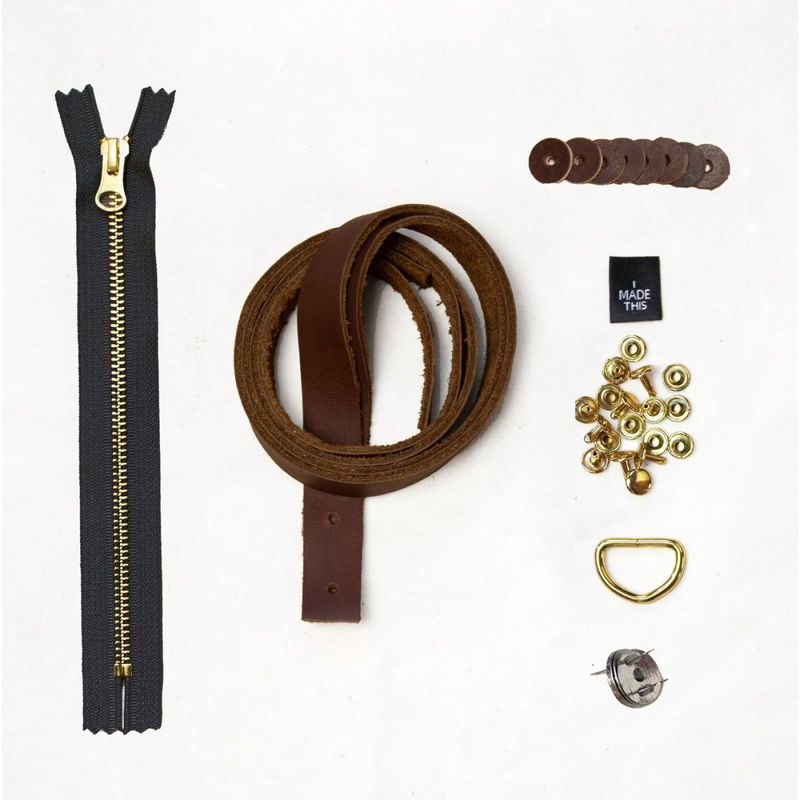 Oberlin Tote Leather + Hardware Kit Brown Leather + Brass Hardware - Klum House