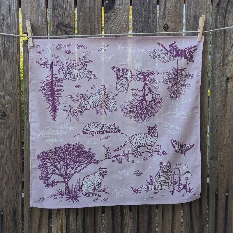 Outside Cats Lilac Screen - printed Bandana - ilikesara