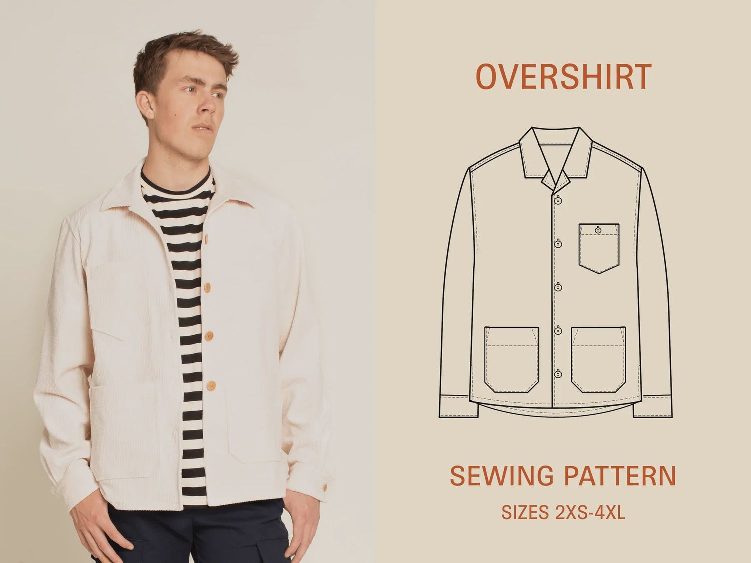 Overshirt Jacket Men's Pattern Wardrobe by Me