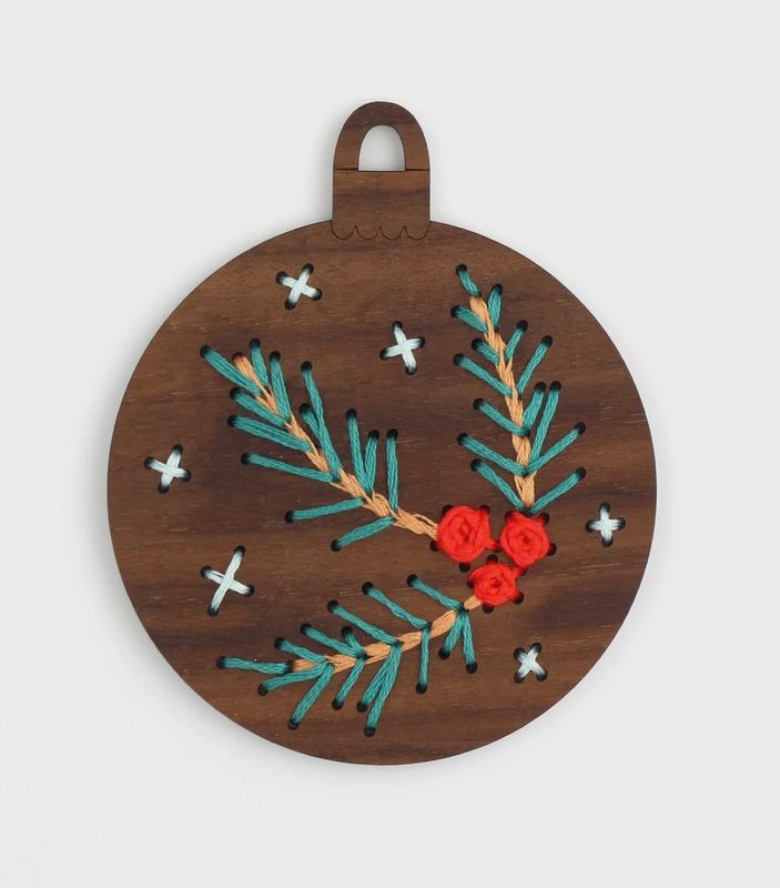 Pine Branch  DIY Stitched Ornament Kit - Kiriki Press