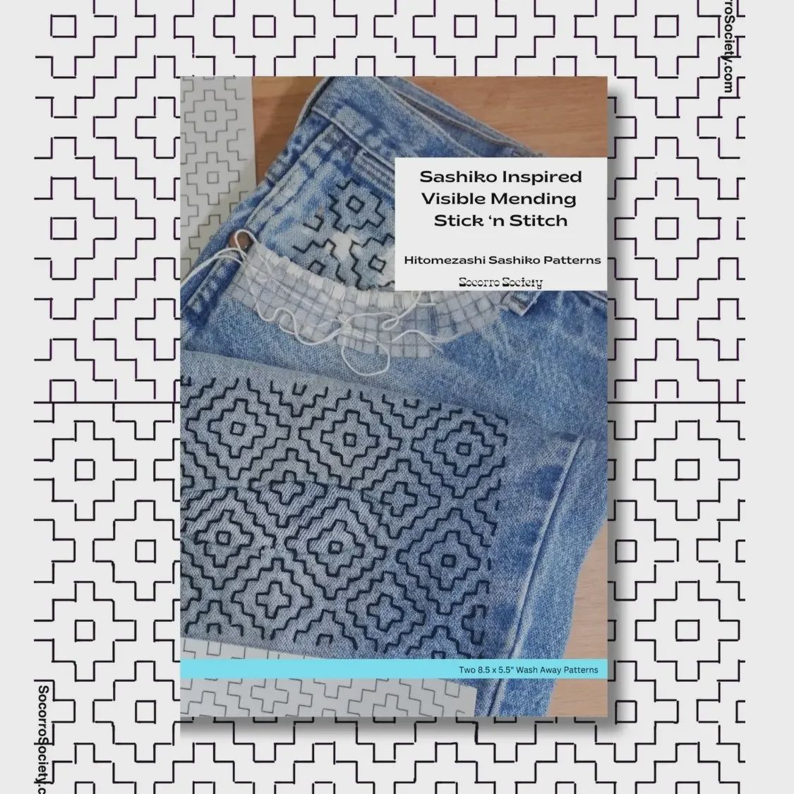 Sashiko Inspired Hitomezashi Mending Stick and Stitch Patterns