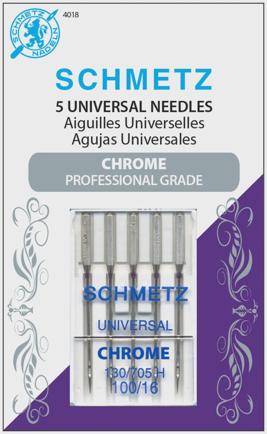 Schmetz Chrome Universal needles 100/16 5/pk