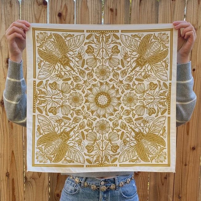 Saffron Lotus &amp; Beetle Bandana - Kate O'Hara