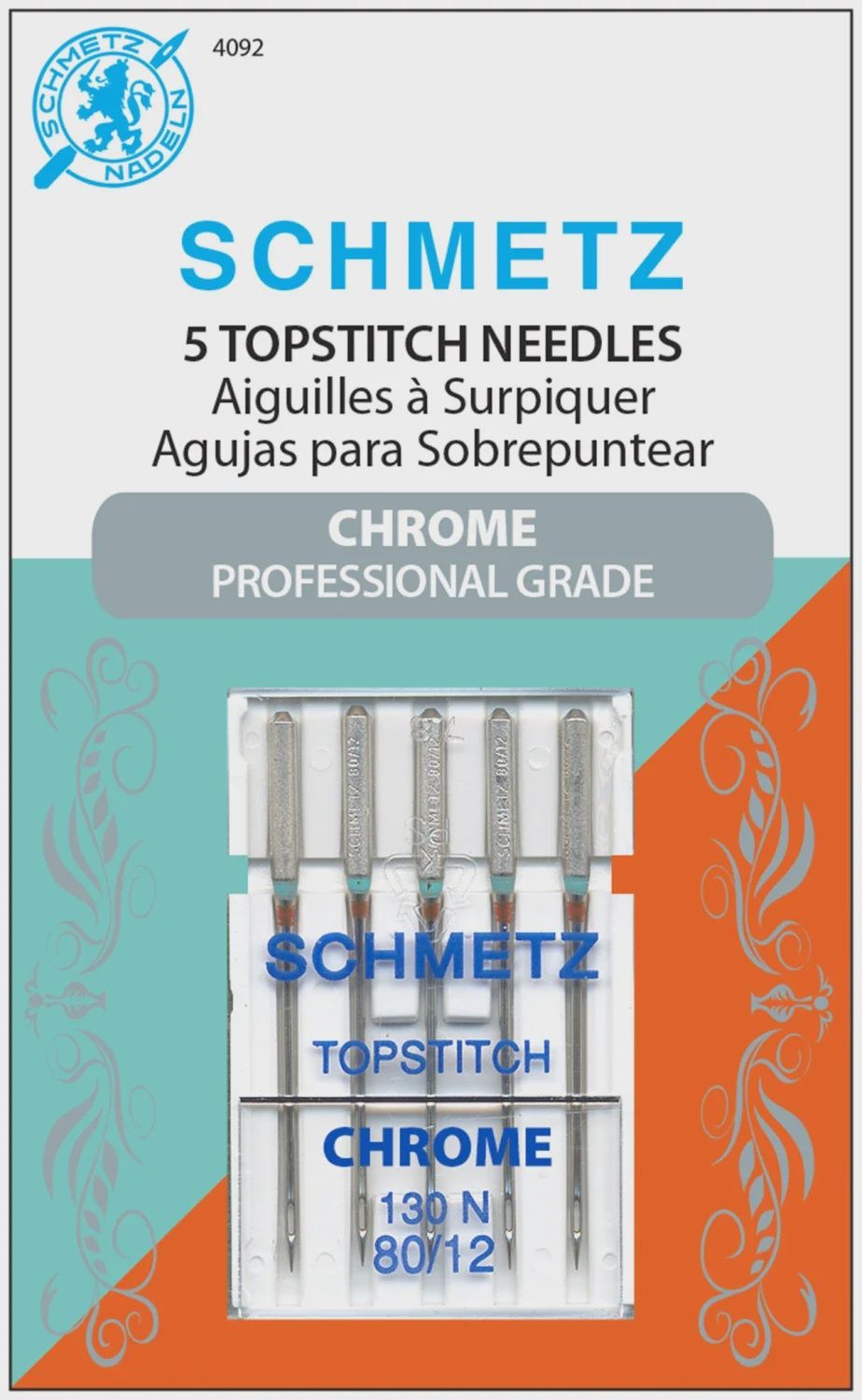 Schmetz Chrome Topstitch Needles 80/12 5/pk