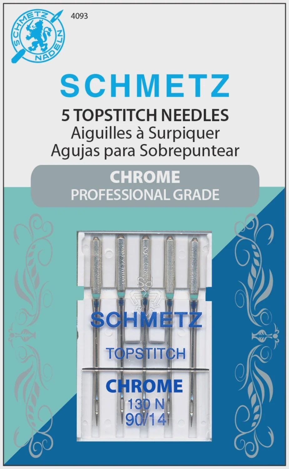 Schmetz Chrome Topstitch Needles 90/14 5/pk