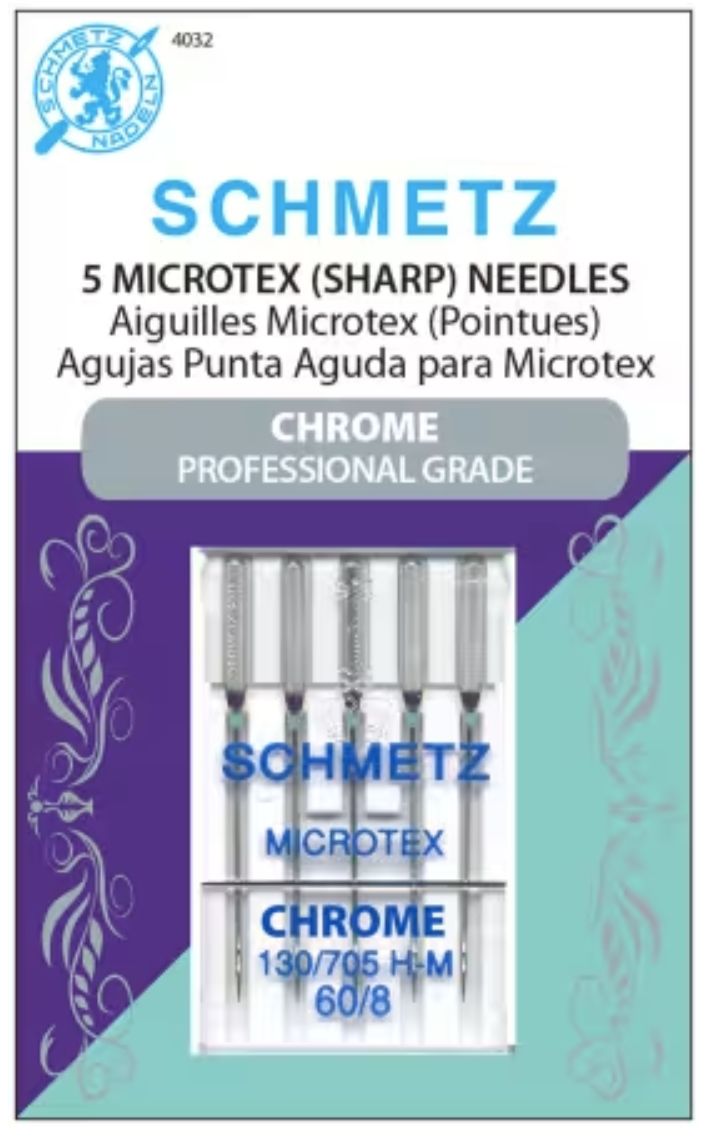 Schmetz Microtex Chrome Needles Size 60/8 5 pack