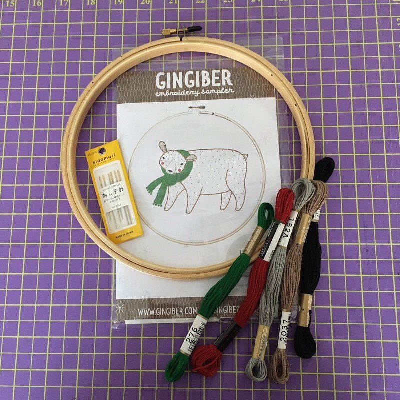 SEAMS Holiday Merriment - Bear Multi-color Complete Embroidery Kit - SALE!