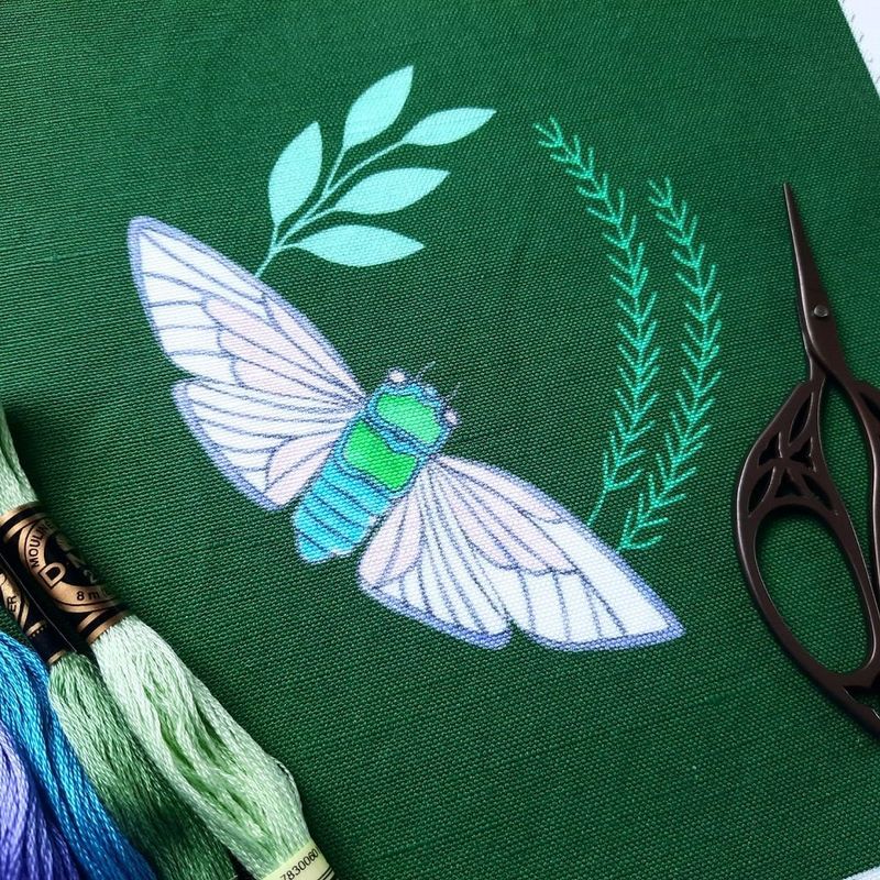 Singing Cicada Special Edition Embroidery Kit - Downy Tree Arts