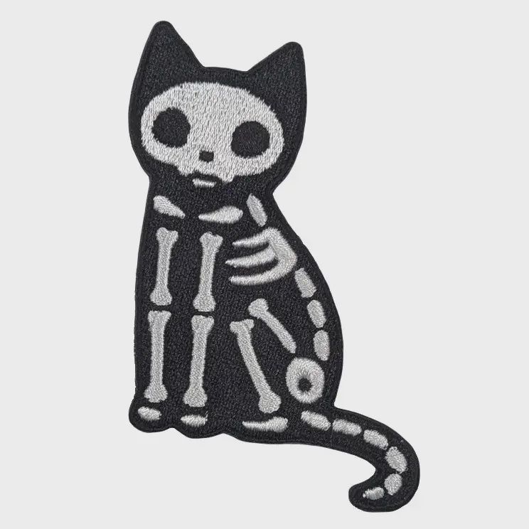Skeleton Cat Embroidered Patch Shady Front