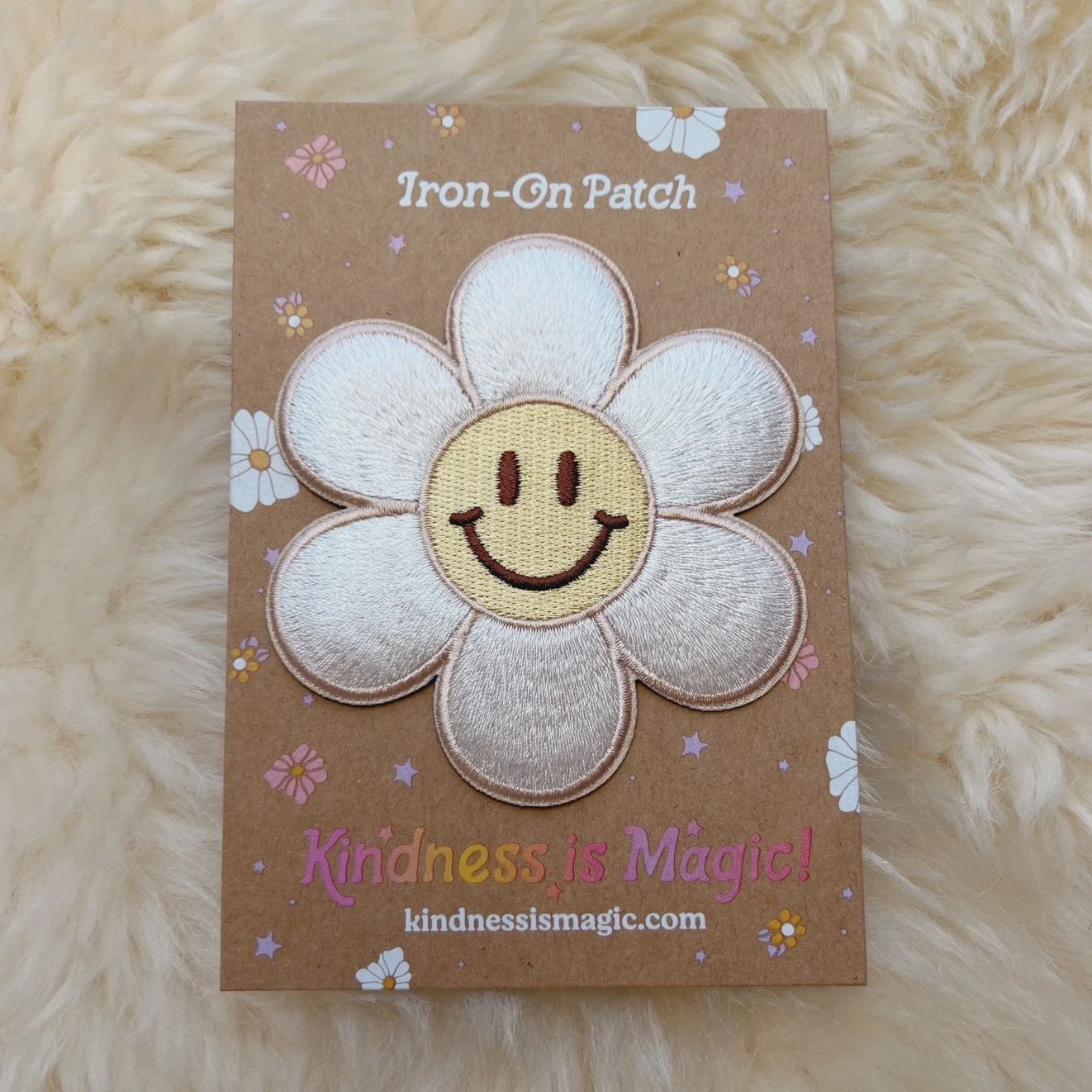 Smiley Daisy Embroidered Patch Kindness is Magic