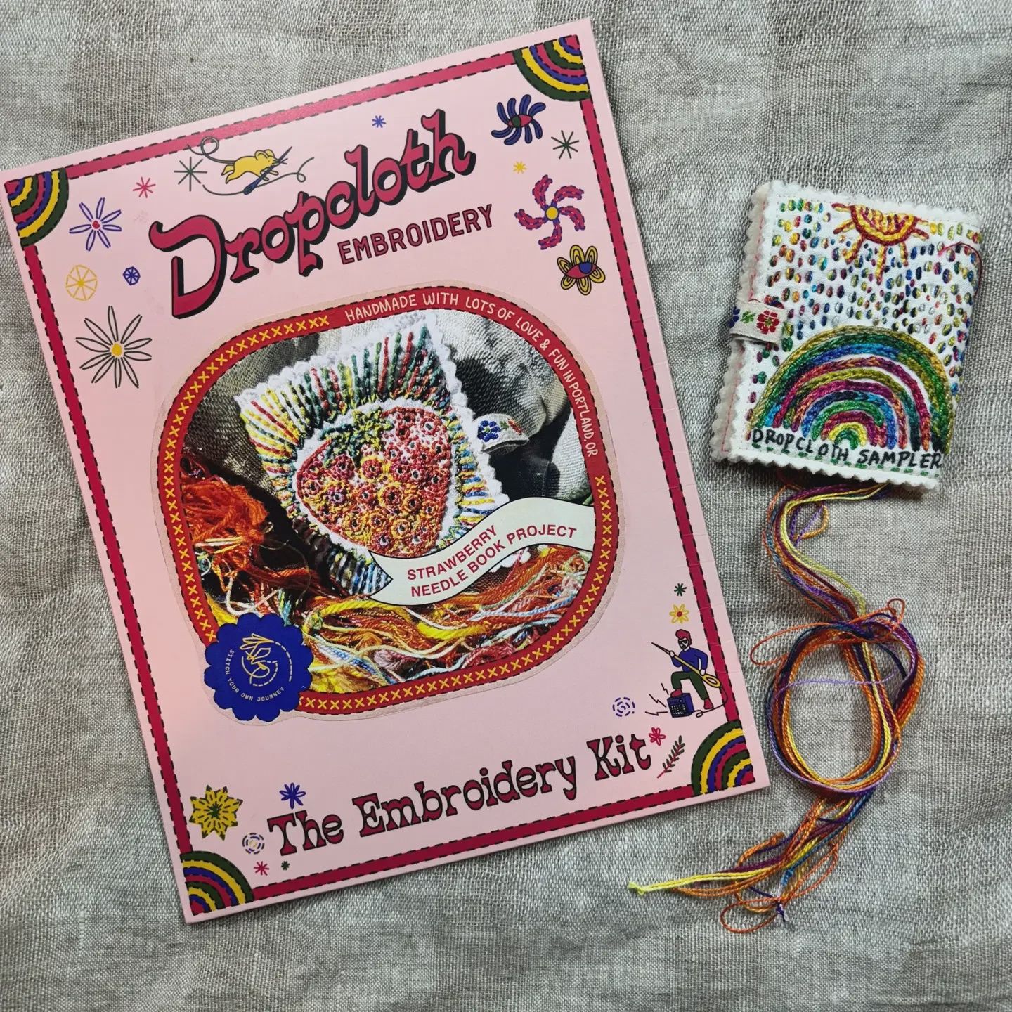 Strawberry Needle Book Embroidery Kit Dropcloth Samplers