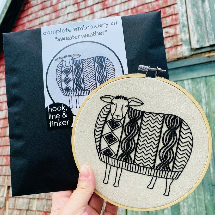 Sweater Weather Sheep Embroidery Kit Hook Line &amp; Tinker