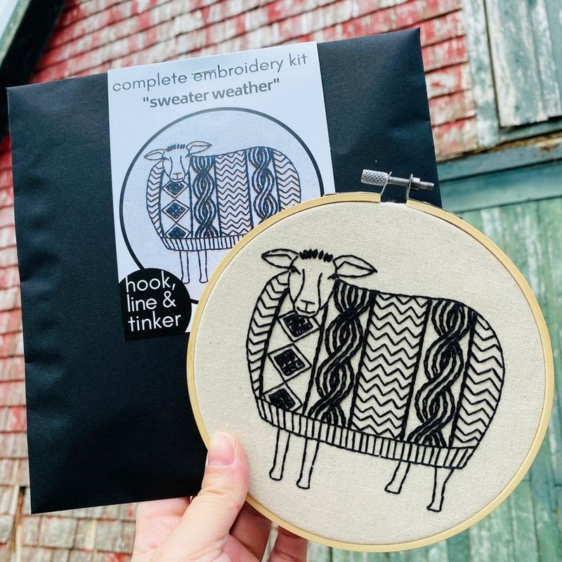 Sweater Weather Sheep Embroidery Kit Hook Line &amp; Tinker