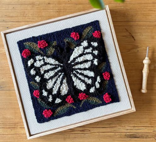 The Urban Acres Punch Needle Canvas Kit Spring Butterfly