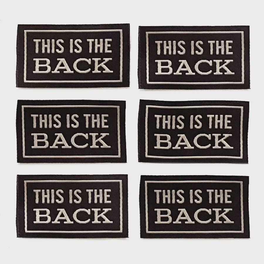 This is the Back Black Woven Labels Pack of 6 Shelli Can