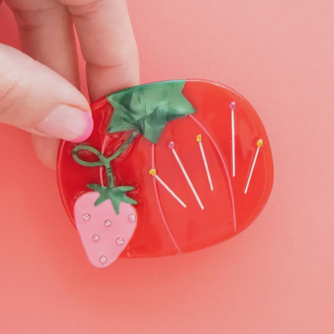 Tomato Pincushion French  Barret Hair Clip Sarah Hearts