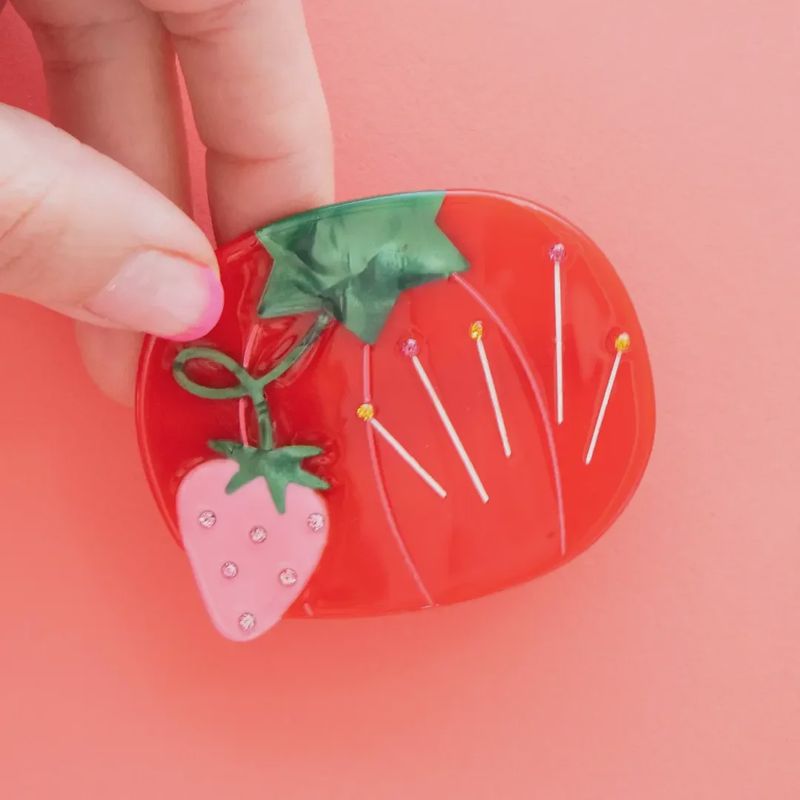 Tomato Pincushion French  Barret Hair Clip Sarah Hearts