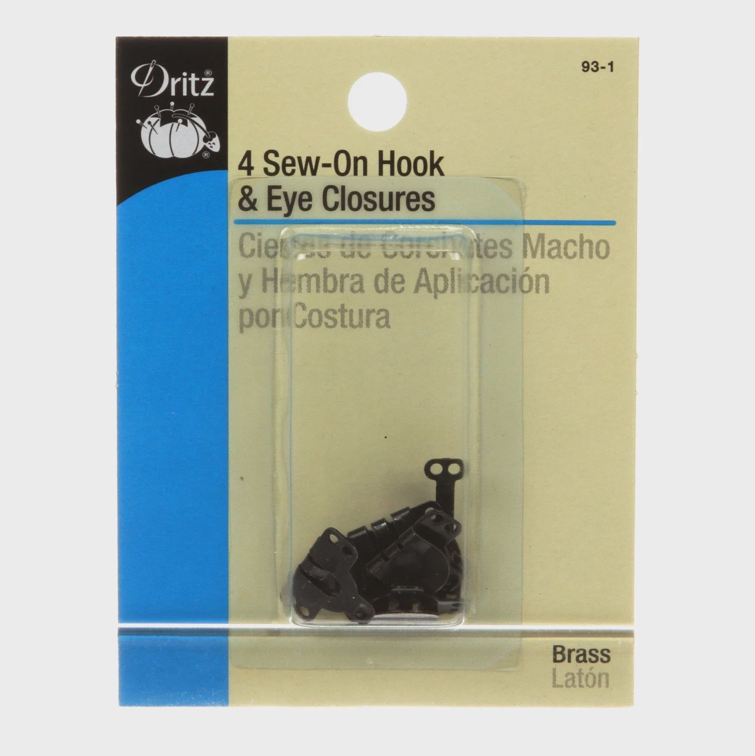 Sew On Hook and Eye Closures Black 4 sets