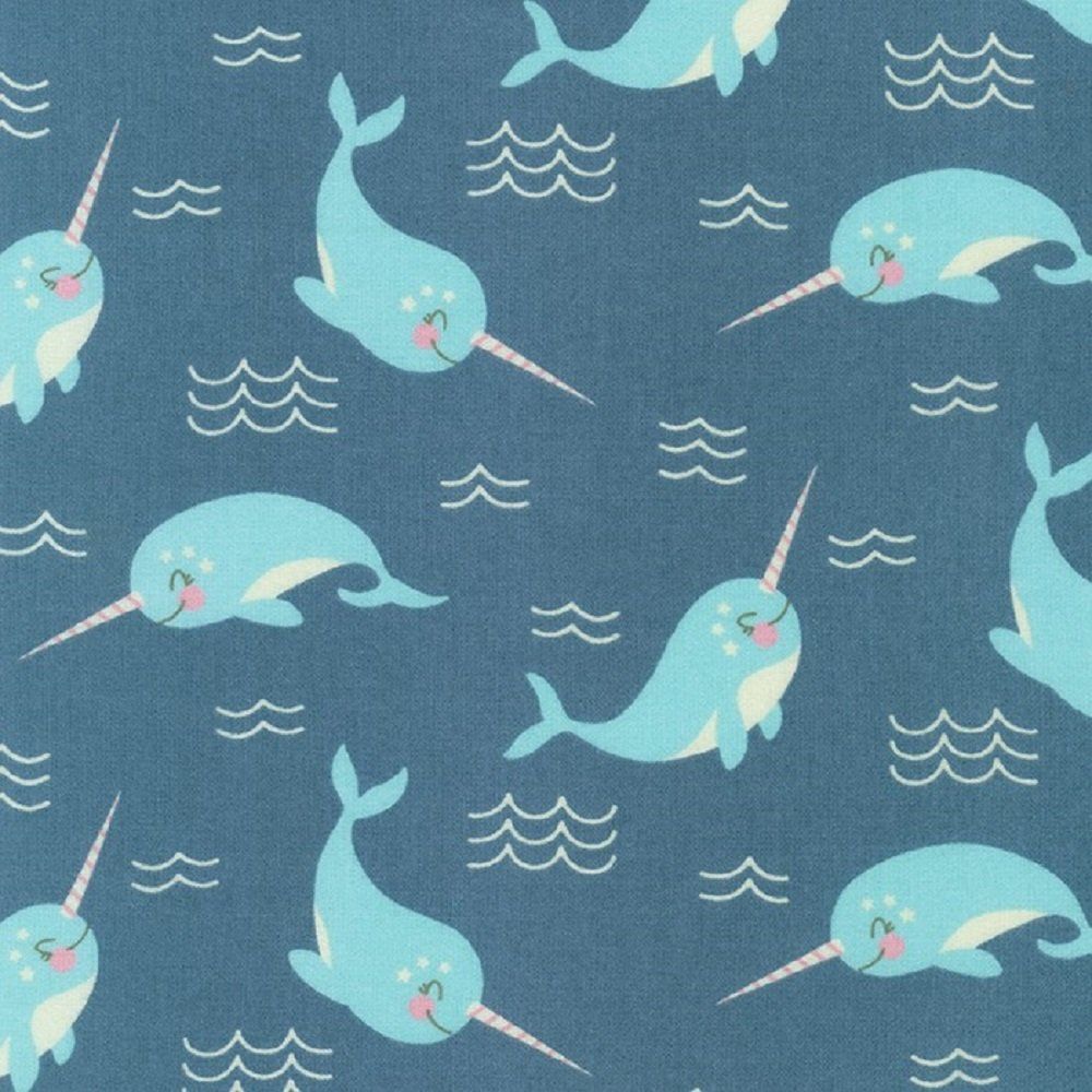 Snow Snuggles Cotton Flannel - Happy Ocean Narwhals